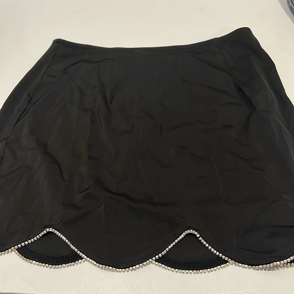 NWT black rhinestone scallop skirt